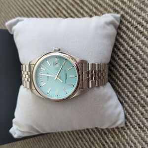 Timex Silver Watch with Light Blue Dial
